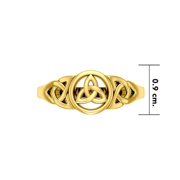 Celtic Trinity Knot Gold Vermeil Plate on Silver Ring VRI1275 - Jewelry